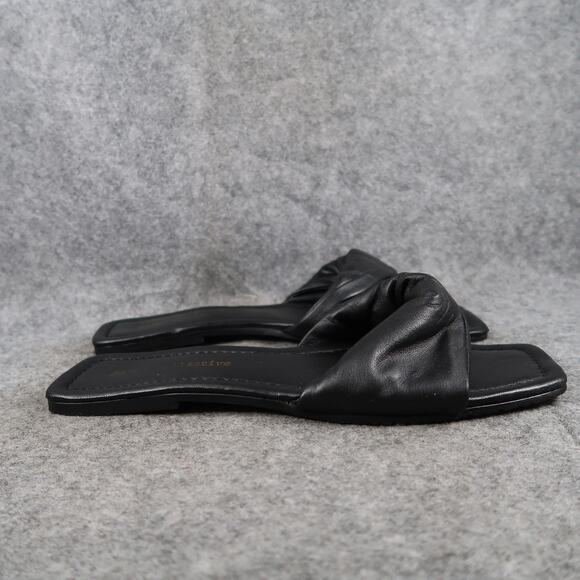 BOG Collective Shoes Women 11 Sandal Slip On Flat Twist Strap Leather Boho Black - Picture 1 of 12